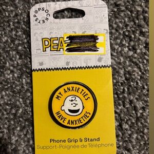 Peanuts Yellow Charlie Brown 'My Anxieties Have Anxieties' Phone Grip & Stand